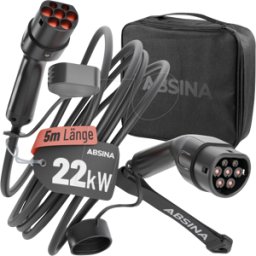 ABSINA 301402 - Cable tipo 2, para vehículos eléctricos, 22 kW, 5 m, trifásico