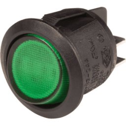 SCI-PARTS WS R13-244 B-GN - Interruptor basculante redondo, 2x On - Off, negro/verde