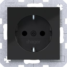 HAGER WAS1200BG - Zócalo de contacto protector, protección táctil, noche negro bri