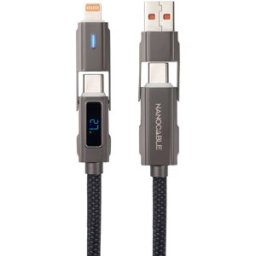 Nanocable Cable USB 2.0 27W c/ Display USB-C/USB-A/M > Lightning/USB-C/M 1 M