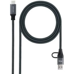Nanocable Cable USB 3.2 Gen2x2 20Gbps 5A/100W 4K/60HZ USB-C M/USB-A/M 2 M Gris/Negro