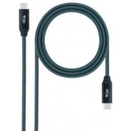 Nanocable Cable USB 3.2 Gen2x2 20Gbps 5A/100W 4K/60Hz USB-C/M-USB-C/M, Gris/Negro, 1.5 m
