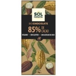 Solnatural chocolate negro 85% tableta 70gr. bio