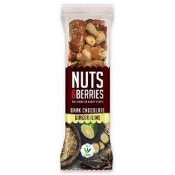 Nuts & berries barrita chocolate negro-jengibre-lima 1ud. bio