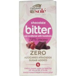 Chocolates sole chocolate negro 72% con avellana y stevia 100gr.