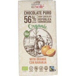 Chocolates sole chocolate negro 56% con naranja 100gr. eco