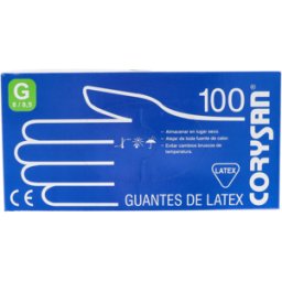 Corysan corysan guantes latex blanco s/polvo t/g 100 un