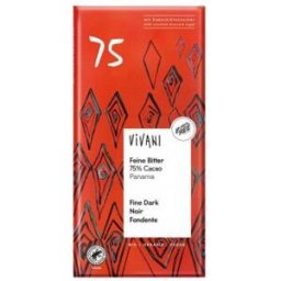 Vivani chocolate negro panama 75% azucar coco 80gr. vegan