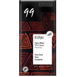 Vivani chocolate negro 99% panama azucar coco 80gr. vegan
