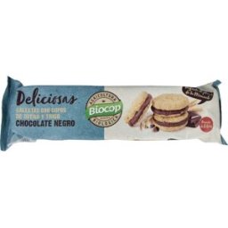 Biocop galleta deliciosas rellena chocolate negro 150gr
