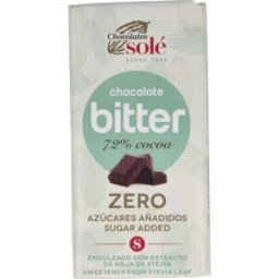 Chocolates sole chocolate negro 72% con stevia 100gr sg