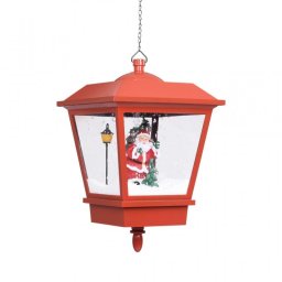 vidaXL Lámpara colgante de Navidad con LED y Santa Rojo 27x27x45 cm