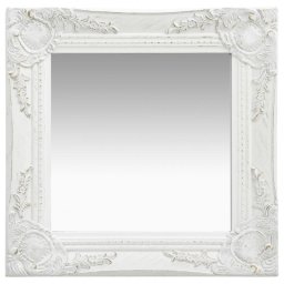 Vidaxl Espejo De Pared Estilo Barroco Blanco 40x40 Cm