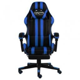 VidaXL Silla Gaming con Reposapiés Cuero Sintético Negro/Azul
