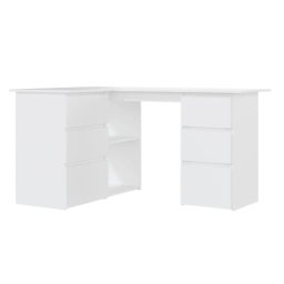 Vidaxl Escritorio De Esquina Madera Contrachapada Blanco 145x100x76 Cm
