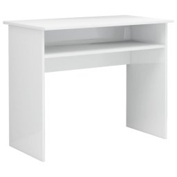 vidaXL Escritorio de madera contrachapada blanco brillo 90x50x74 cm