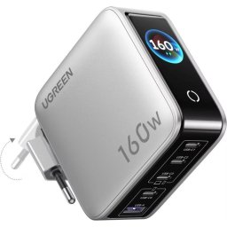 Cargador rápido Ugreen 5 puertos USB-C y USB-A, 160W, GaN