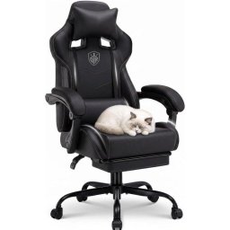 Silla gaming GTPLAYER ergonómica con reposapiés reclinable negra