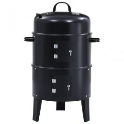 VidaXL Barbacoa con Ahumador de Carbón 3 en 1 Negra