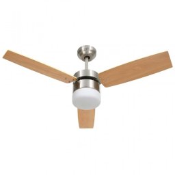 VidaXL Ventilador de Techo con Luz y Mando 41W Marrón Claro