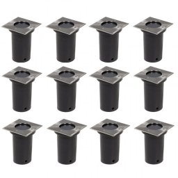 VidaXL Pack 12 Focos de Suelo Cuadrados para Jardín GU10 Negro/Plata