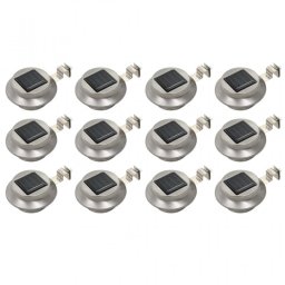 VidaXL Pack 12 Focos LED Solares para Exterior Redondos Plata