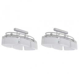 VidaXL Lámpara de Techo Pantalla de Cristal Elipsoidal 6xE14 Plateado 2 Unidades