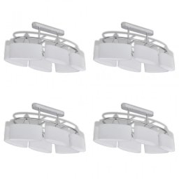 VidaXL Lámpara de Techo Pantalla de Cristal Elipsoidal 6xE14 Plateado 4 Unidades