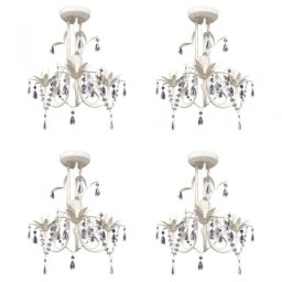 VidaXL Lámpara Araña de Cristal 3xE14 Blanco 4 Unidades