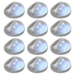 VidaXL Pack 12 Focos Solares LED de Pared para Exterior Plateados