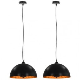 VidaXL Pack 2 Lámparas Colgantes Semiesféricas E27 40cm Negro/Dorado