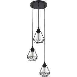 VidaXL Lámpara Colgante Rombo 3xE27 Negro
