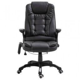 VidaXL Silla de Oficina de Masaje de Cuero Sintético Negra