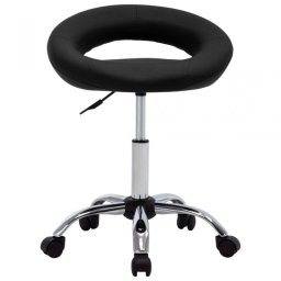 VidaXL Silla de Trabajo con Ruedas Cuero Sintético Negro