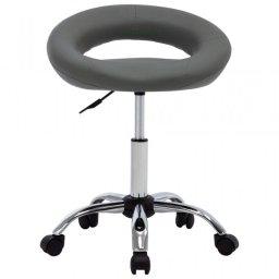 VidaXL Silla de Trabajo con Ruedas Cuero Sintético Gris