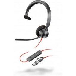 HP POLY Auriculares monoaurales Blackwire 3310 USB-C + Adaptado Negro