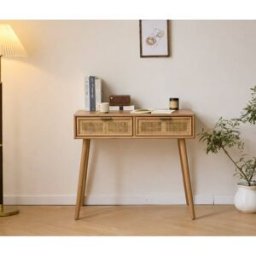 Nordlys Mesa consola 2 cajón en madera y ratán