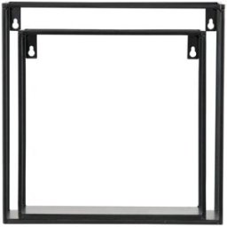 WOOOD Juego de 2 estantes de pared en forma de cubo de metal negro