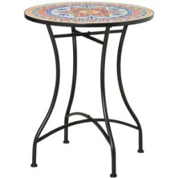 ComfortXL Mesa jardín redonda mosaico Ø60 cm cerámica metal