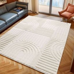 Nazar Alfombra de relieves geométricos crema - 200x290 cm