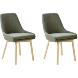 Beliani Conjunto de 2 sillas de comedor tela verde oscuro