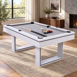 Concept Usine Mesa de juegos multijugador 3 en 1 billar y ping-pong en madera blanca