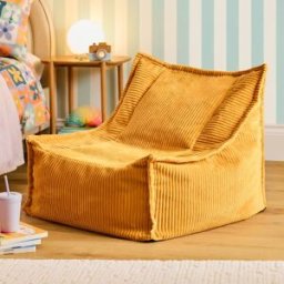 Icon Puf sillón grande infantil de pana amarillo ocre