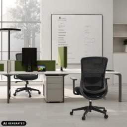 hjh OFFICE Silla home office tela / tejido de malla negro/negro