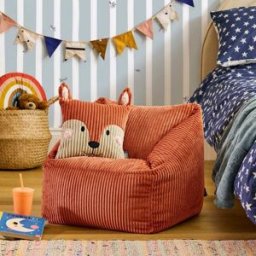 Icon Puf sillón infantil de pana terracota con cojín a juego de zorro