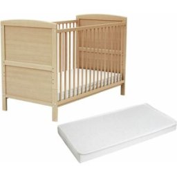 AT4 Cuna bébé madera ajustable con colchón haya barnizada