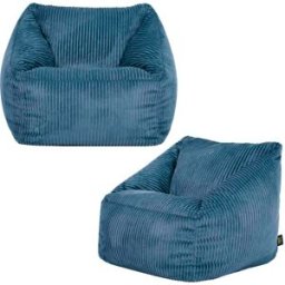 Icon Juego de 2 pufs sillones infantiles de pana azul vaquero