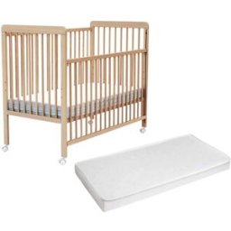 Webaby Cuna bebé con lateral deslizante madera con colchón haya barni 60x120