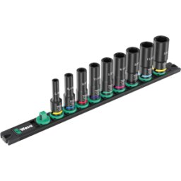WERA 05005591001 - Juego de inserción de zócalo, unidad de 3/8", 9 pi