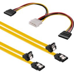 SONERO X-SATA020-050G-2 - Juego de cables, 2x SATA III amarillo + 4-pin a 2x potencia SATA